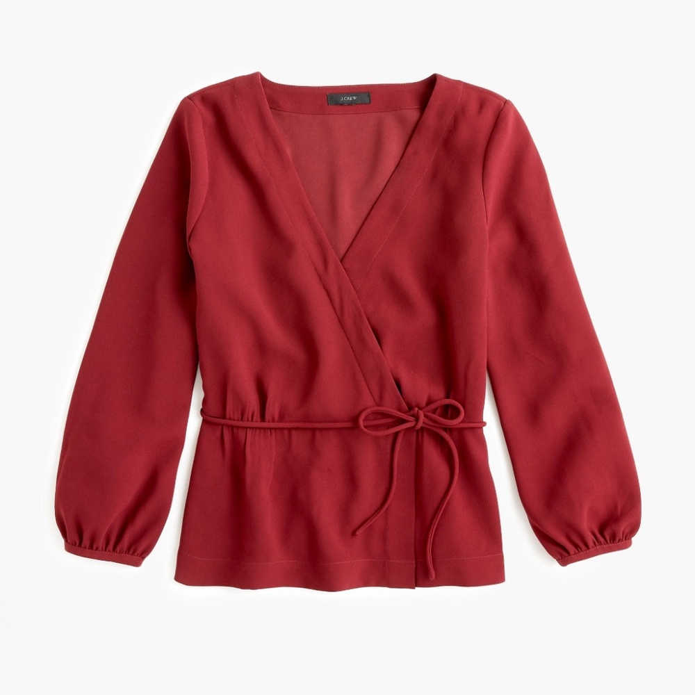 J. Crew Drapey crepe faux-wrap top - Picture 2 of 6